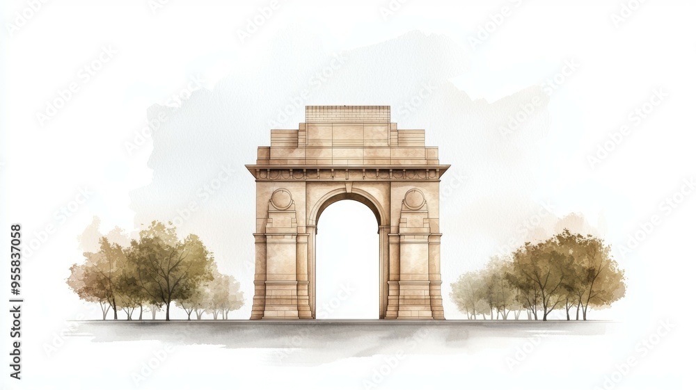 Aufkleber a large archway with trees in the background