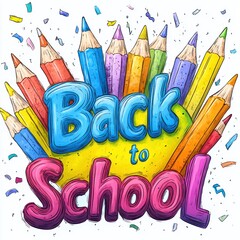 Colorful Pencils Illustration with Back to School Text