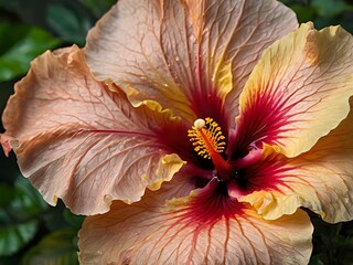 beautiful hibiscus flower seen close up in garden