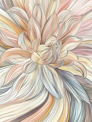 Abstract Dahlia in Pastel Hues 