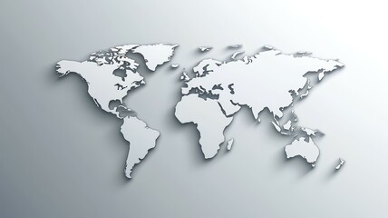 A white paper drawing of the world with the continents and oceans