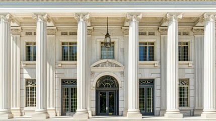 Fototapeta premium Classic Architecture with White Columns and Black Doors