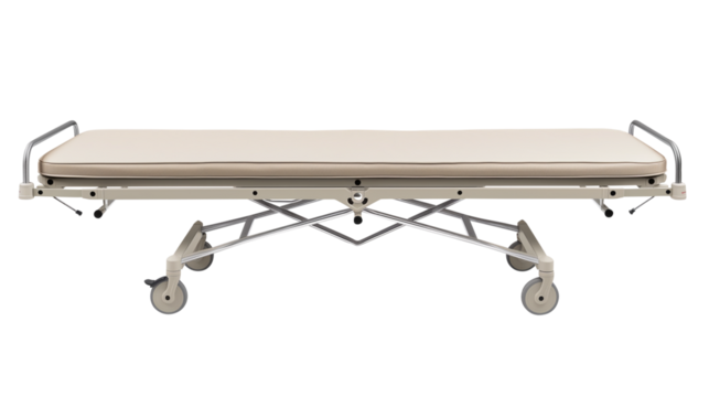 Hospital resting Bench stretcher isolated on transparent white background, clipping path