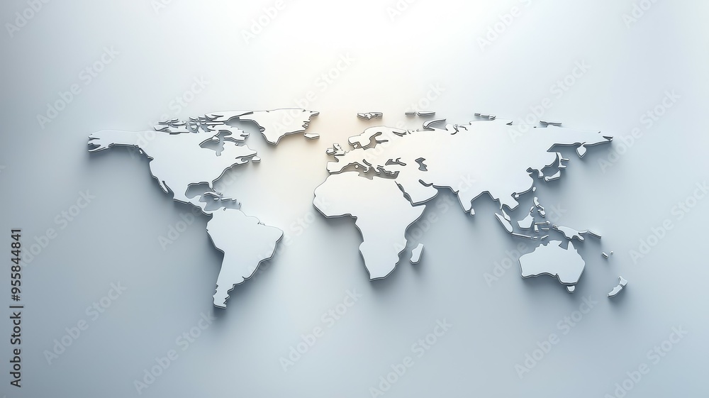 Poster a white background with a map of the world on it