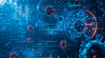 Fototapeta premium Artificial intelligence predicting virus mutations with data visualization