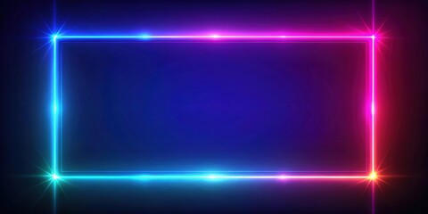 Rectangle gradient glowing neon light frame with laser beam effect, creating a futuristic and vibrant rendering , neon