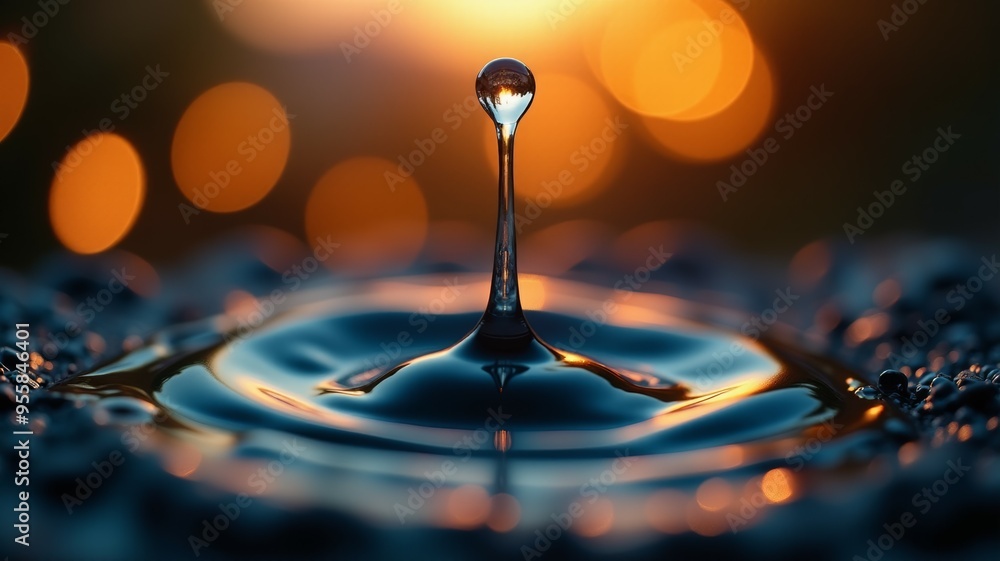 Poster a single drop of water is captured in a still image