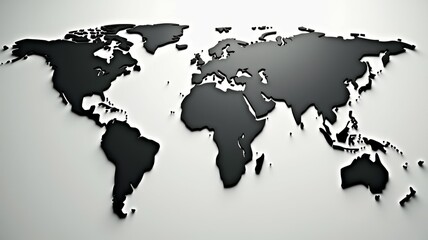 A black and white photo of the world with a white background