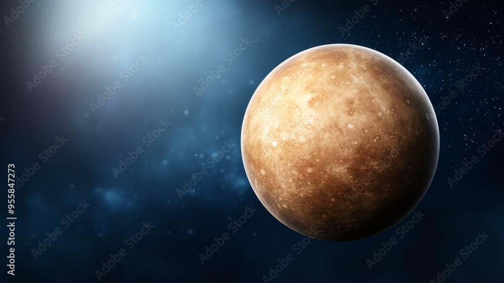 Aufkleber a large planet is floating in space with a blue sky in the background