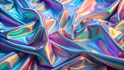 Obraz premium Fluid silk holographic fabric background with a mesmerizing shimmer and iridescent colors, silk, holographic, fabric