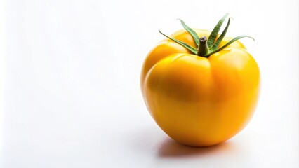 Bright yellow tomato on white isolated background, yellow, tomato, vibrant, fresh, healthy, fruit, vegetable, organic, natural