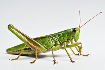 Green grasshopper isolated on white background