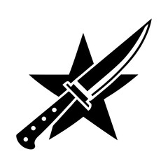 Star with knife weapon icon and vector illustration