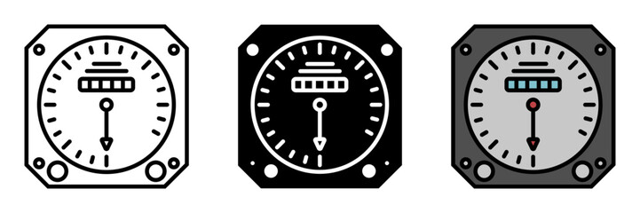 Altimeter icon, an aviation instrument used to measure an aircraft's altitude above sea level, essential for navigation and flight safety.