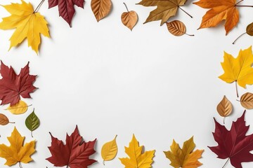 Floral spring frame with autumn leaves  perfect for autumnal cards or nature-themed designs
