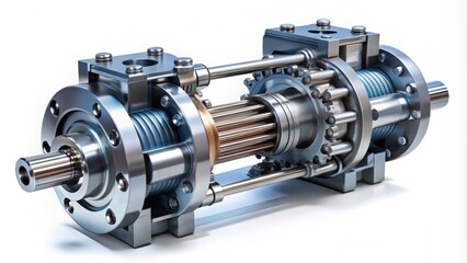 Twin screw rotary pump with pump shafts, gears, and bearing, Twin screw, Rotary pump, Pump shafts, Gears
