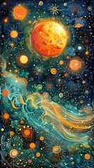 Fototapeta premium Universe planet abstract illustration poster background