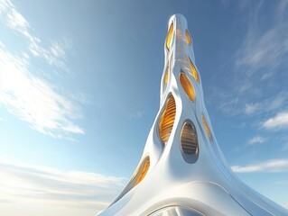 Futuristic tower architecture, advanced architectural design of a tower