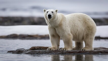 Fototapeta premium Wildlife environment polar bear animal snow concept