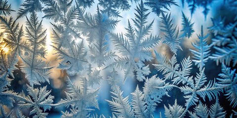 Abstract ice and frost patterns formed on a glass window, frost, ice, abstract, design, pattern, cold, winter, frozen