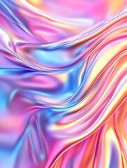 Fototapeta premium Vibrant and Mesmerizing Iridescent Fabric with Flowing Curves and Gradients