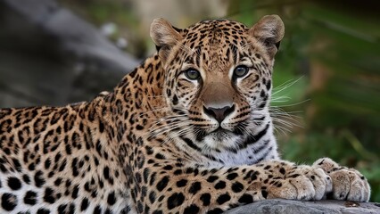 Obraz premium Leopard in the zoo, closeup wildlife nature environment concept