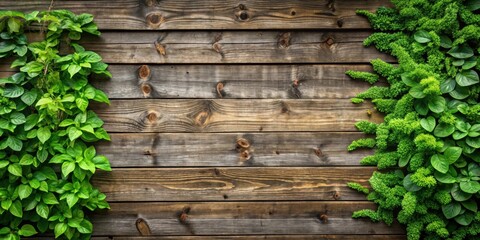 Leafy green plants growing on a wooden wall, plants, green, leaves, nature, wooden, wall, growth, foliage, botanical