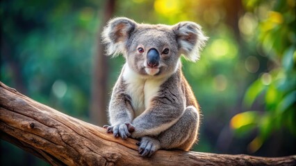A koala bear sitting relaxed on a tree branch looking very curious, koala, bear, relaxed, tree, branch, curious, wildlife