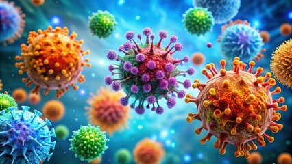 Naklejka premium Lymphocytes such as T cells, B cells are part of the immune system, immunity, defense, white blood cells