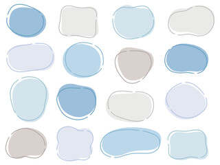 ゆるいフレームのベクターイラストセット。枠、楕円、線、曲線	