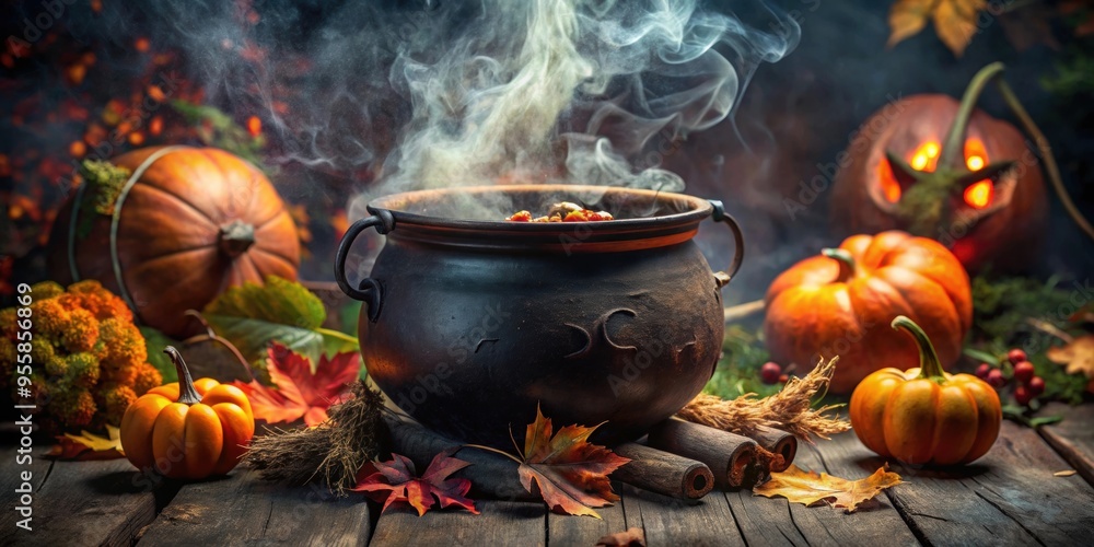 Wall mural a detailed photo of a cauldron used for witchcraft and potion-making, perfect for halloween decorati