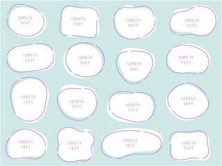 ゆるいフレームのベクターイラストセット。枠、楕円、線、曲線	