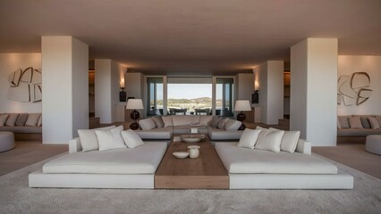 Fototapeta premium modern living room with fireplace