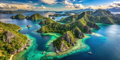 Aerial view of the stunning Coron Island in the Philippines , Coron, tropical, island, paradise, beach