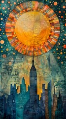 Obraz premium city skyline with the morning sun shining illustration poster background 