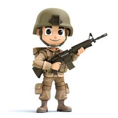 Naklejka premium army action, cartoon soldier, white background