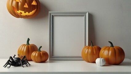 halloween background with pumpkin and sign