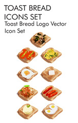 Toast bread logo vector icon set 