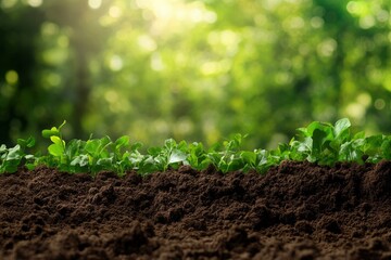 fertile soil and blurred green nature background Concept of nature, environment, and natural environment conservation with generative ai