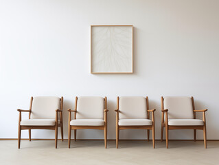 Living room interior and photo frames on the wall