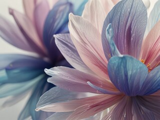 Delicate Blue and Peach Pastel Color Flower
