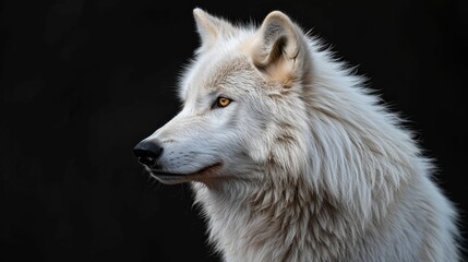 Obraz premium Close-up of a White Wolf's Profile with Golden Eyes