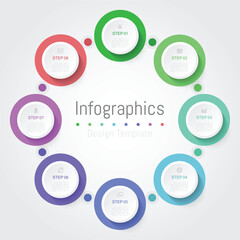 Infographic 8 options design elements for your business data. Vector Illustration.