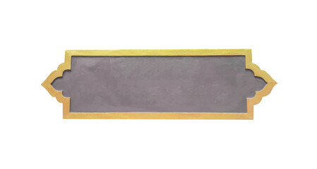 Grey sign frame with gold yellow edge around isolated on white background , clipping path