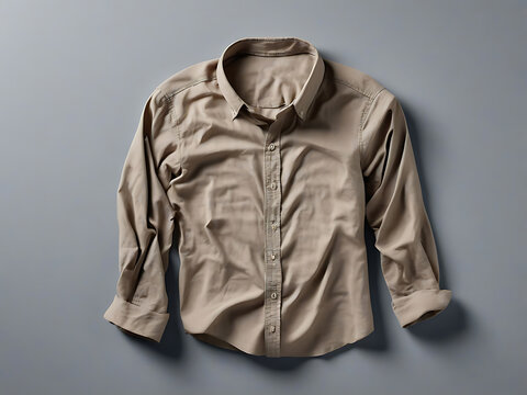 Crumpled brown shirt on a simple background