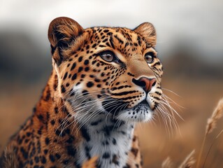 Fototapeta premium Wild Leopard, Close Up Big Cat, African Wildlife Portrait