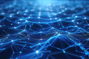 Obraz premium Abstract Blue Network of Glowing Points and Lines