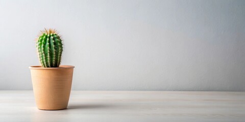 Minimalist plant pot with decorative cactus for mockup, minimal, plant, pot, decoration, cactus, potted, mockup