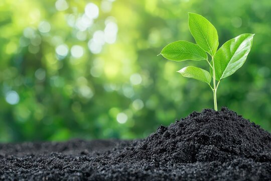 Biochar production for carbon sequestration  in a vibrant, detailed shot showing the biochar and the carbonrich soil it creates