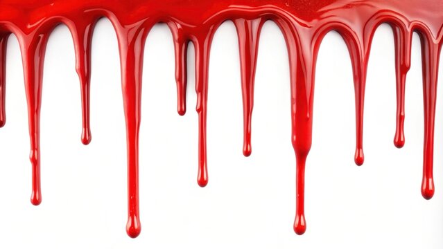 Red blood paint dripping isolated on white background, blood, paint, red, drip, isolated, flowing, liquid, splatter
